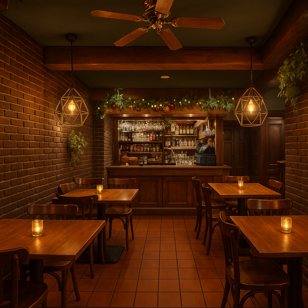 Warme bar met koperen accenten